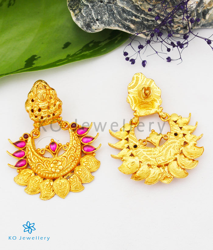 The Padmakshi Antique Silver Chand Bali(Red)