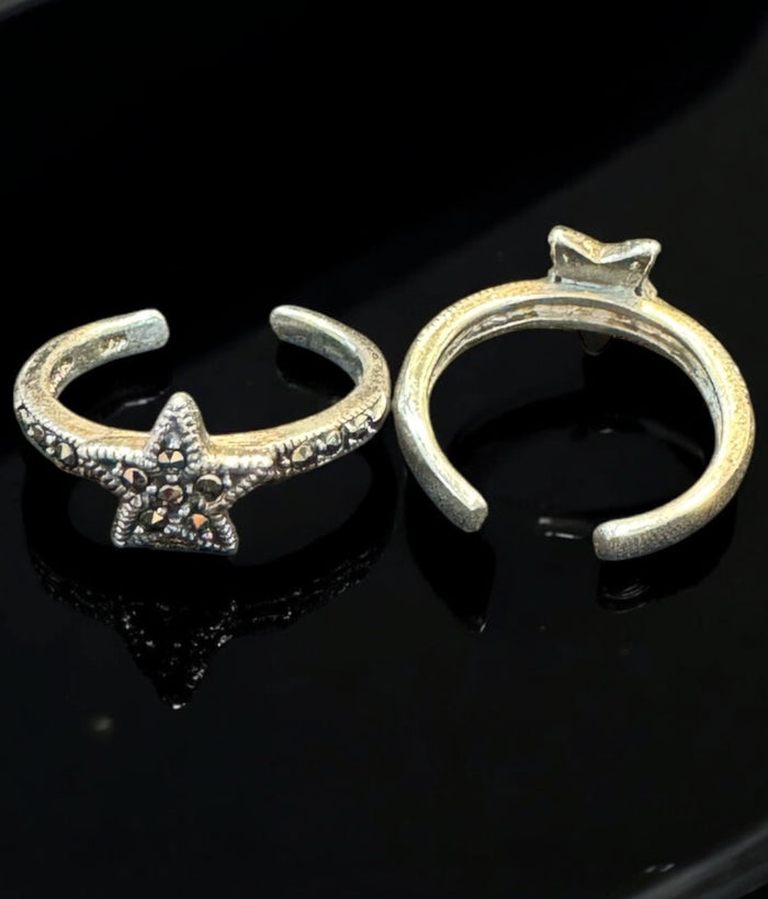 The Starry Silver Marcasite Toe-Rings