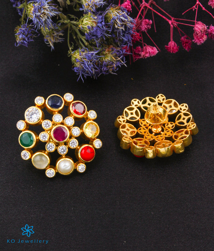 The Yajata Silver Ear-studs (Navratna)