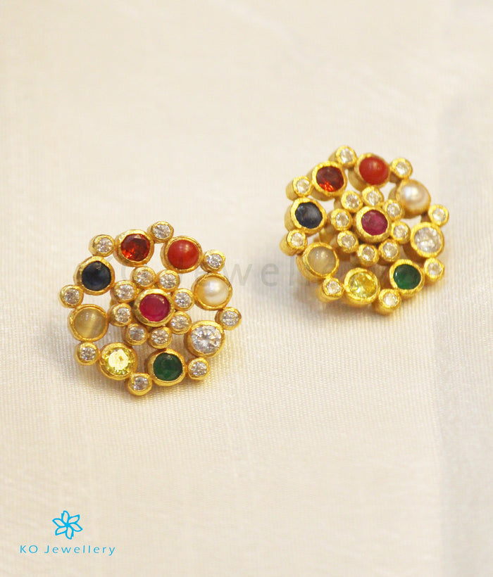 The Yajata Silver Ear-studs (Navratna)