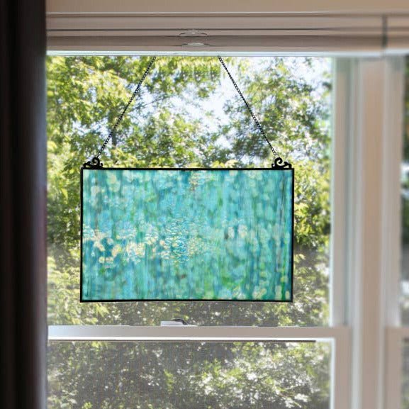 Theo Blue Watercolor Stained Glass Panel - Olita Gifts & Goods
