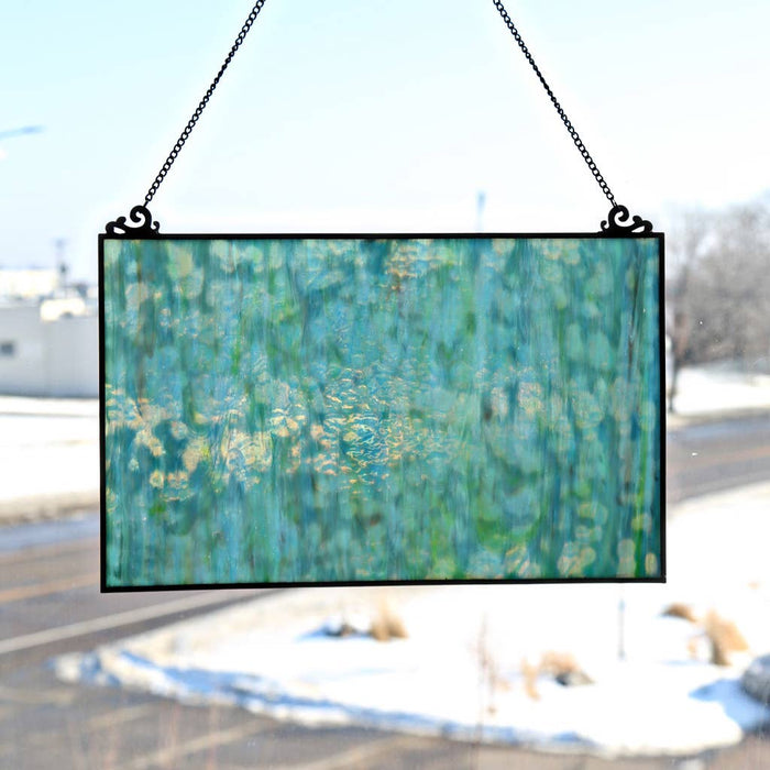 Theo Blue Watercolor Stained Glass Panel - Olita Gifts & Goods