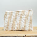 Ticking Stripe Quilted Zipper Bag #QMB138B