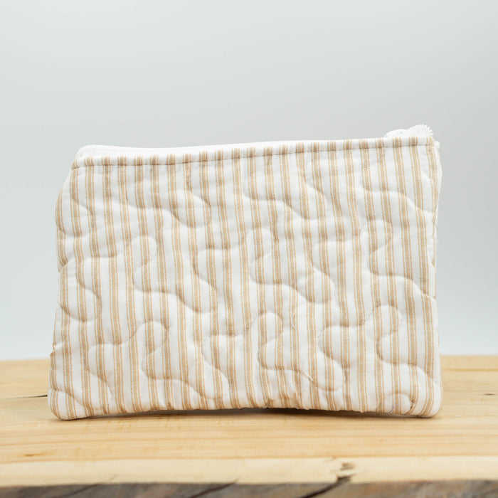 Ticking Stripe Quilted Zipper Bag #QMB138B