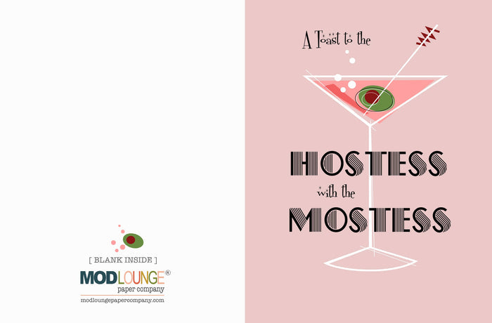 Toast to the Hostess with the Mostess Vintage Martini Card