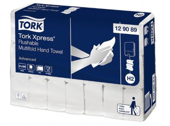 TORK H2 Xpress 129089 Hand Towel Multifold Flushable