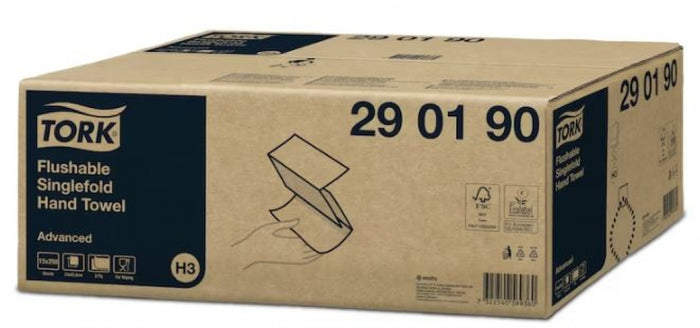 TORK H3 Singlefold 290190 Singlefold Hand Towel Flushable Advanced