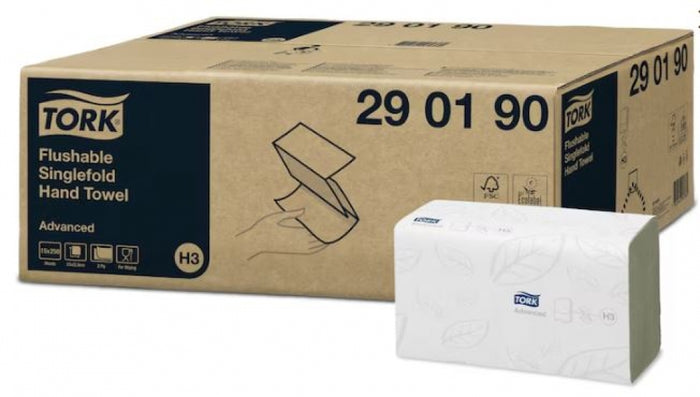 TORK H3 Singlefold 290190 Singlefold Hand Towel Flushable Advanced