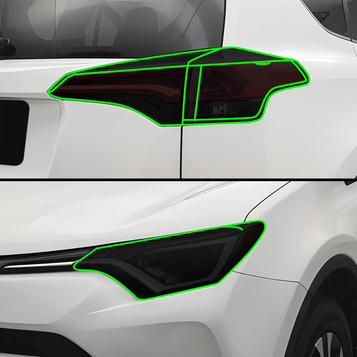 Full Headlight Taillight Precut Smoked PPF Tint Kit Film Overlay Fits Toyota Rav4 2016 - 2018 - Bogar Tech Designs