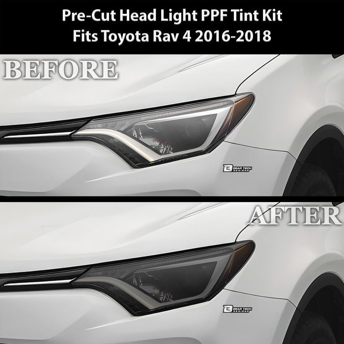 Full Headlight Taillight Precut Smoked PPF Tint Kit Film Overlay Fits Toyota Rav4 2016 - 2018 - Bogar Tech Designs
