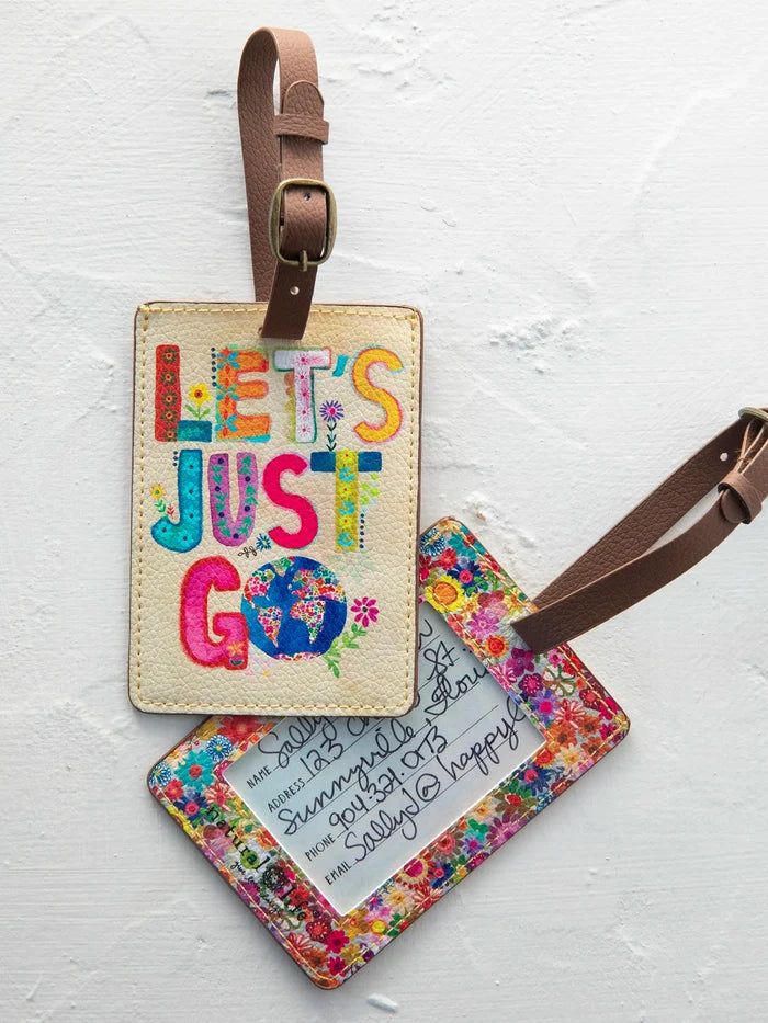 Travel Happy Luggage Tag - Let's Just Go-view 1