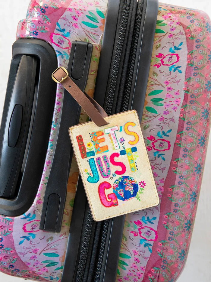 Travel Happy Luggage Tag - Let's Just Go-view 2