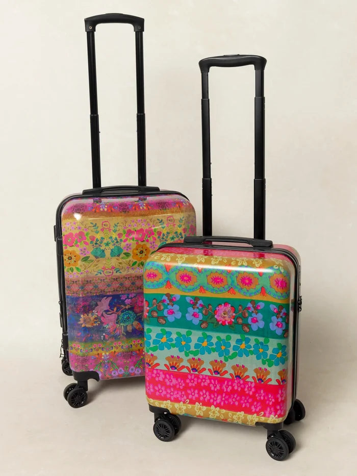 Travel Happy Carry-On Suitcase - Magenta Borders-view 3