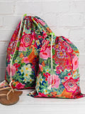 Travel Laundry Bag Set - Pink Painted Garden-view 1