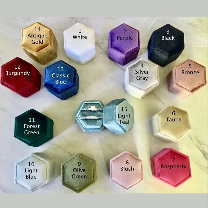 Wedding Accessories - Velvet Heirloom Hexagon Ring Box - More Colors Available