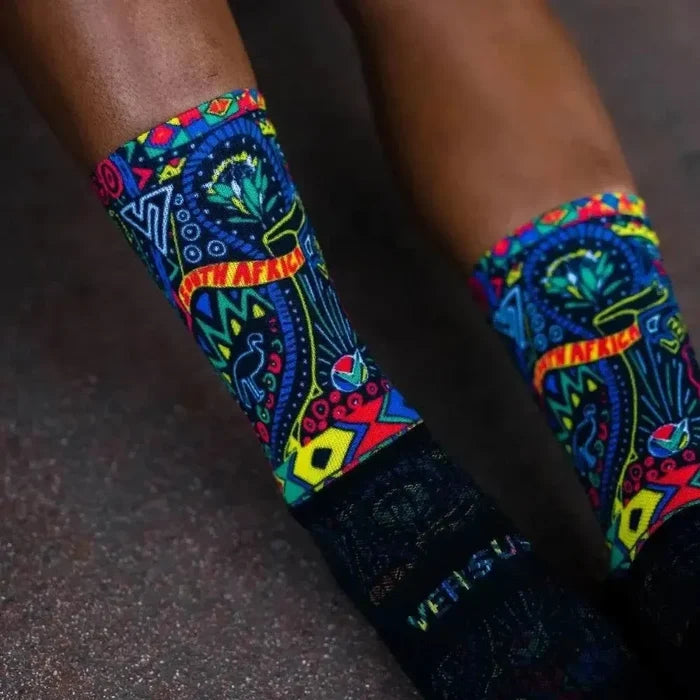 Versus Proudly South African Elite performance active socks with cushioned heel, seamless toe, and moisture-wicking material