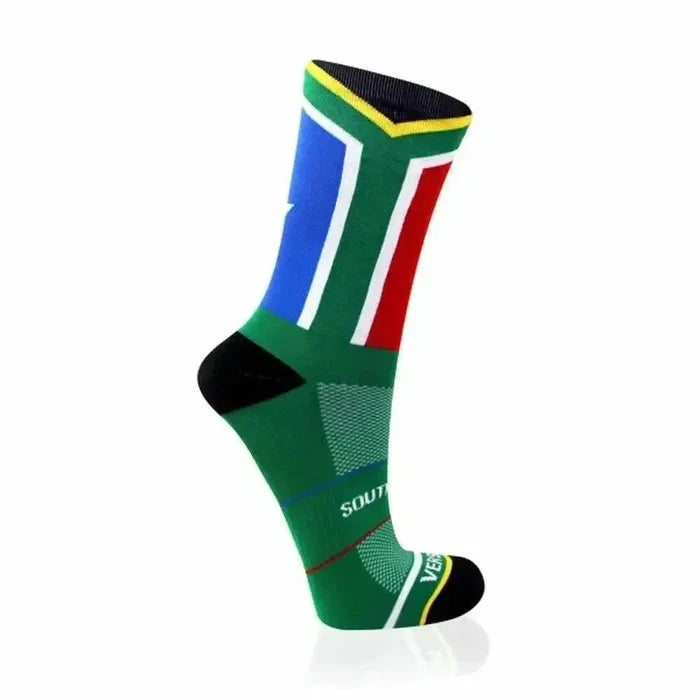 Versus SA Flag Active Socks with cushioned heel, seamless toe, moisture-wicking material, and arch support for sports and training