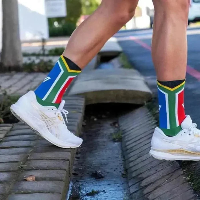Versus SA Flag Active Socks with seamless toe, cushioned heel, moisture-wicking fabric, and arch support for sports