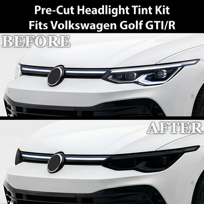 Volkswagen Golf 2022–2026 Dark Smoke Headlight & Taillight Tint Kit – Precut Vinyl Lens Overlays