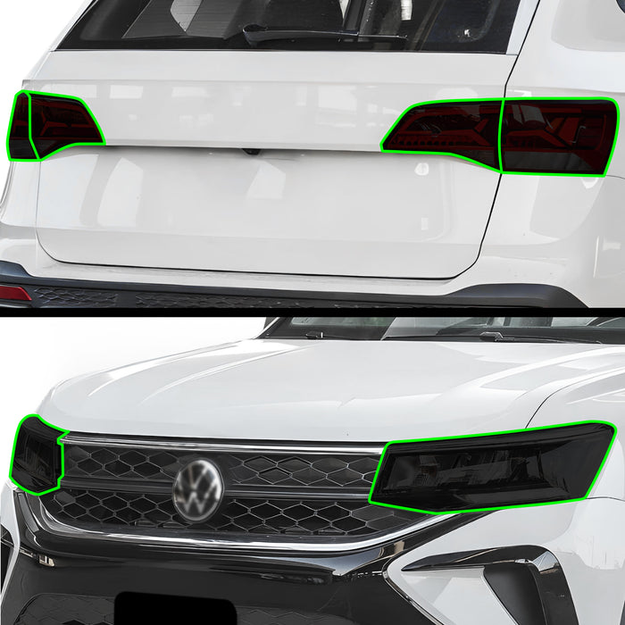 Full Headlight Taillight Precut Smoked PPF Tint Kit Film Overlay Fits Volkswagen Taos 2022 - 2024 - Bogar Tech Designs
