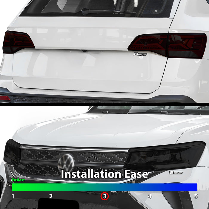 Full Headlight Taillight Precut Smoked PPF Tint Kit Film Overlay Fits Volkswagen Taos 2022 - 2024 - Bogar Tech Designs