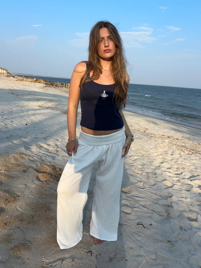 Waffle Wide Leg Pants Coastal Essential