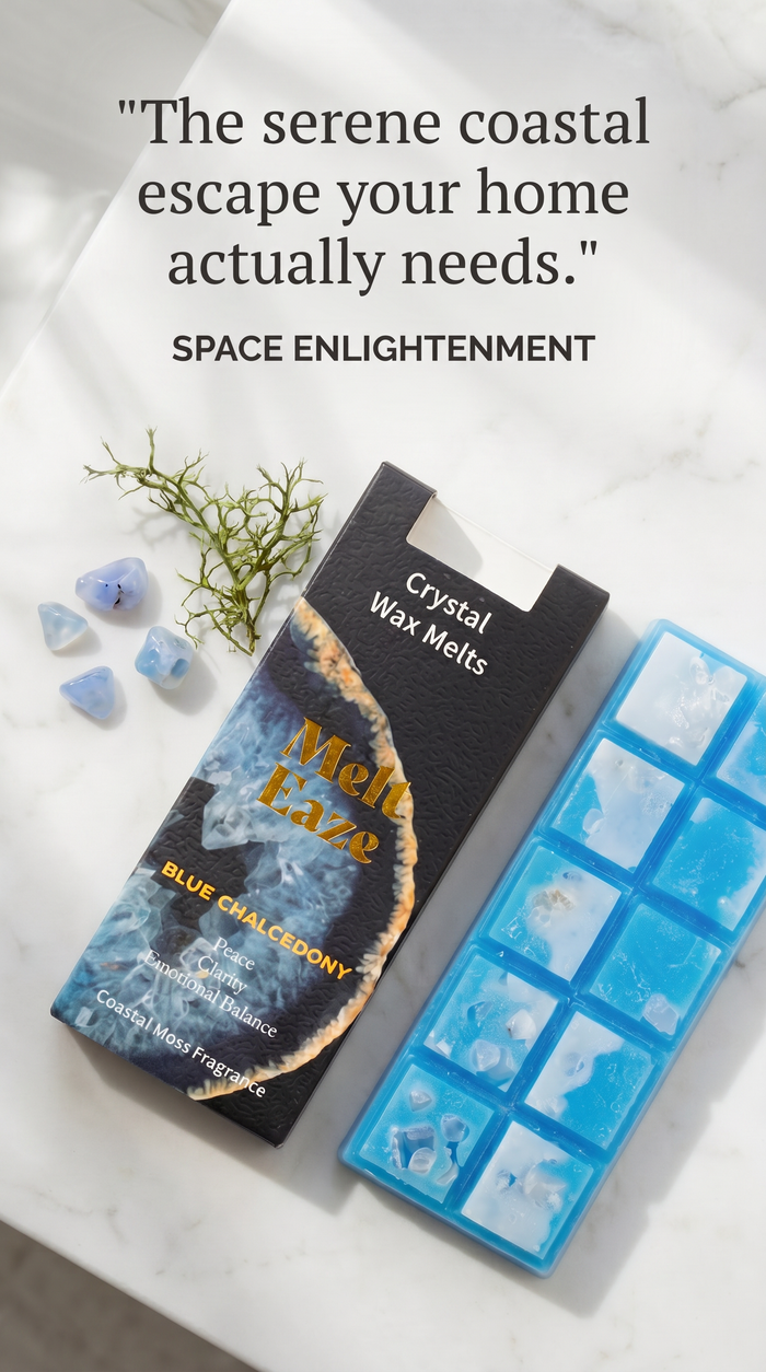 Wax Melts Aquamarine wave with real blue Chalcedony gemstone chips