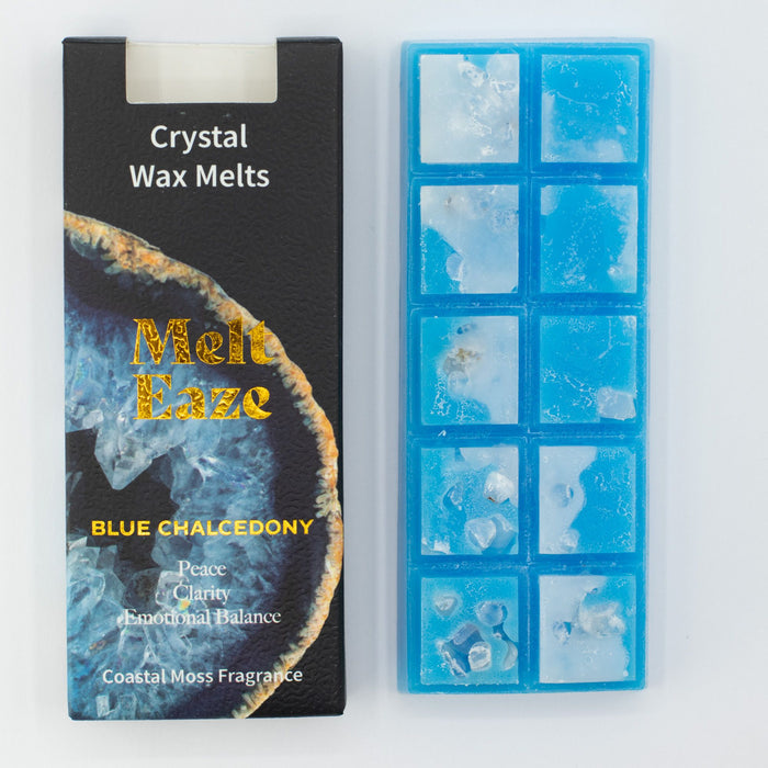 Wax Melts Aquamarine wave with real blue Chalcedony gemstone chips