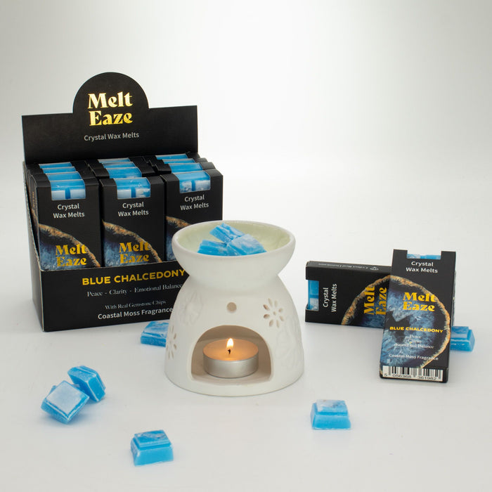 Wax Melts Aquamarine wave with real blue Chalcedony gemstone chips