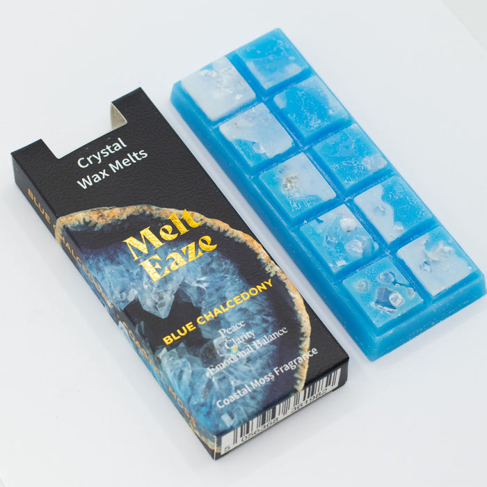 Wax Melts Aquamarine wave with real blue Chalcedony gemstone chips