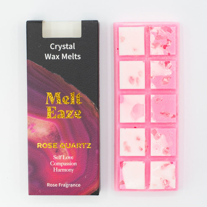 Wax Melts classic rose fragrance with Rose Quartz Love gemstone chips