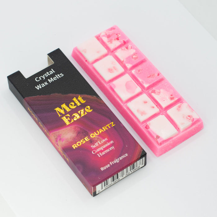 Wax Melts classic rose fragrance with Rose Quartz Love gemstone chips
