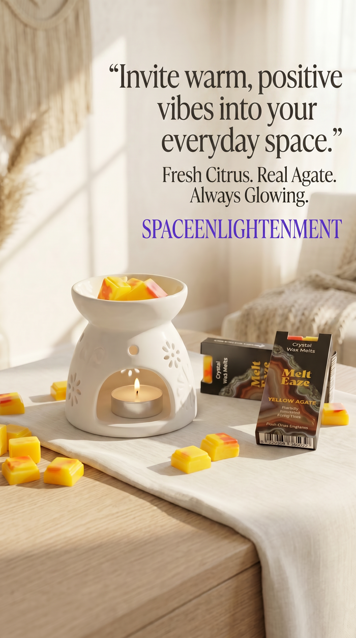 Wax Melts fragrance fresh citrus with yellow Agate gemstone chips