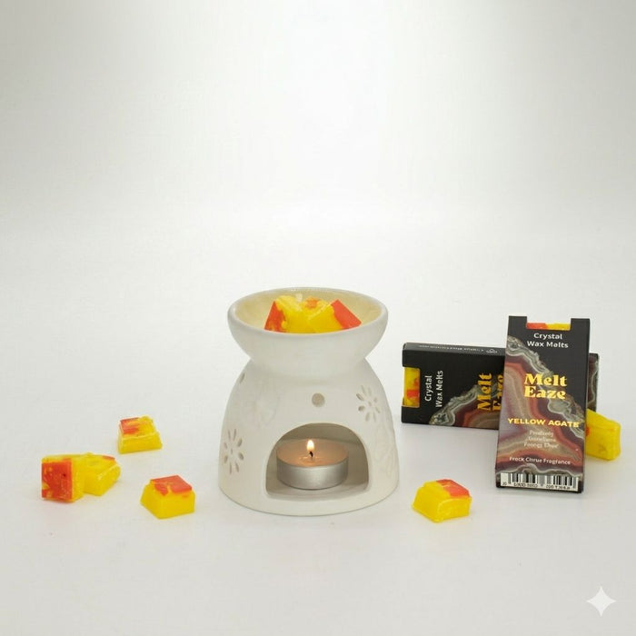 Wax Melts fragrance fresh citrus with yellow Agate gemstone chips