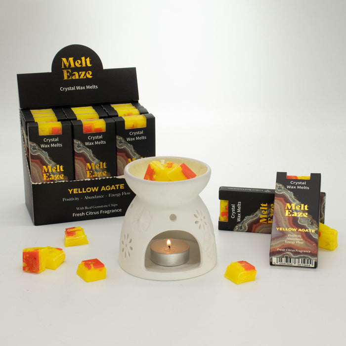 Wax Melts fragrance fresh citrus with yellow Agate gemstone chips