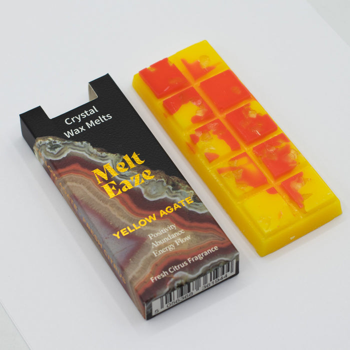 Wax Melts fragrance fresh citrus with yellow Agate gemstone chips