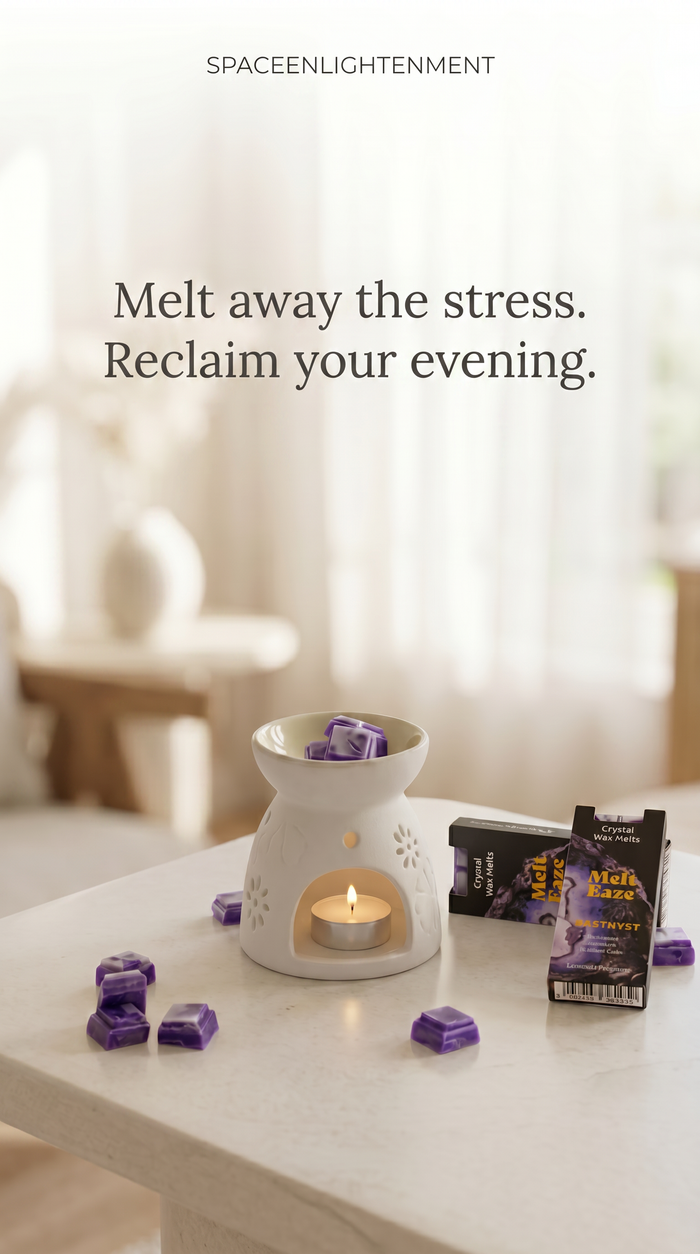 Wax Melts Lavender fragranced simmering granules Amethyst gemstone chips