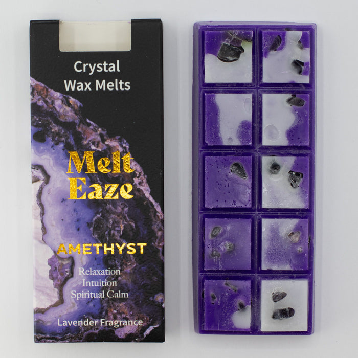 Wax Melts Lavender fragranced simmering granules Amethyst gemstone chips