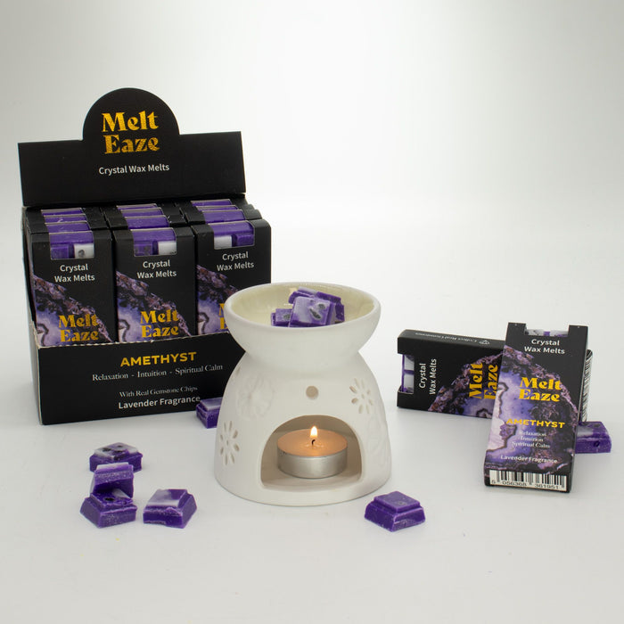Wax Melts Lavender fragranced simmering granules Amethyst gemstone chips