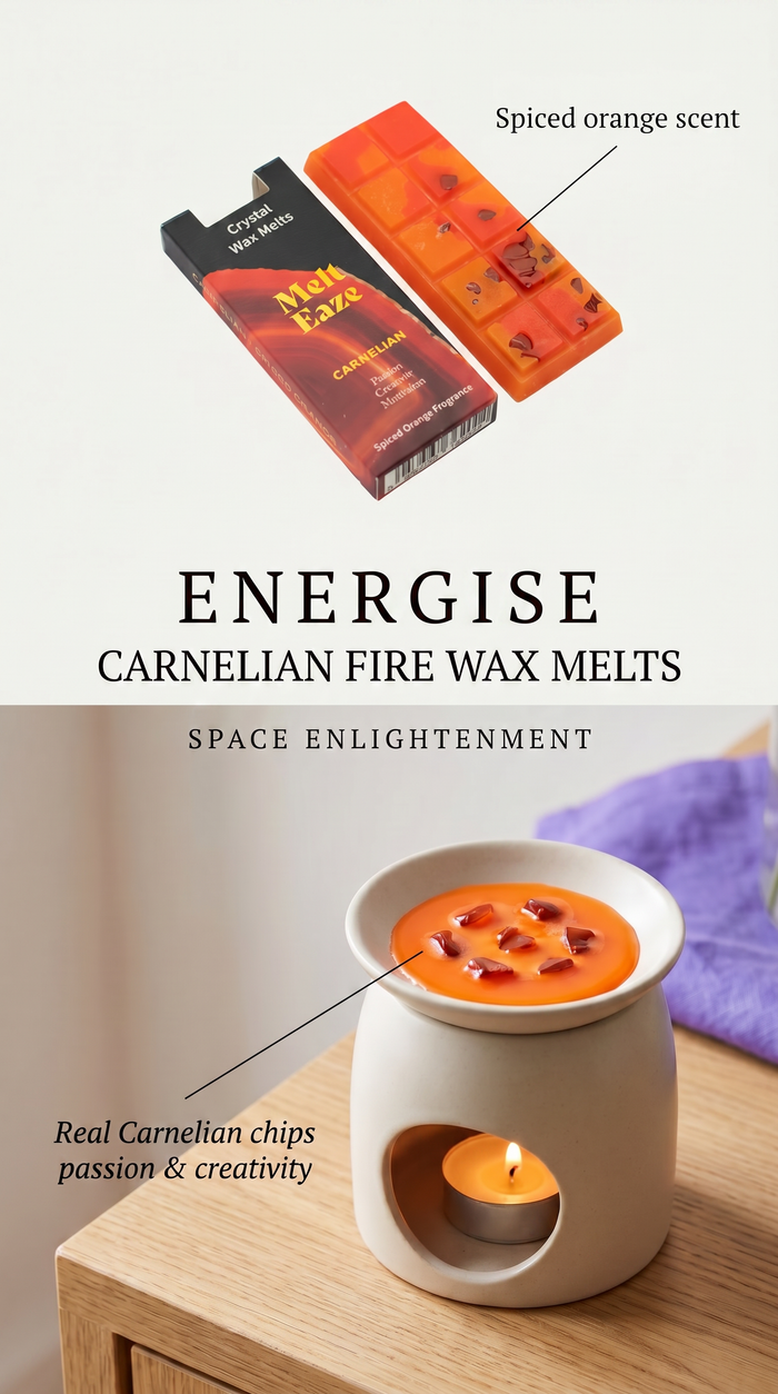 Wax melts spiced range with real Carnelian gemstone chips