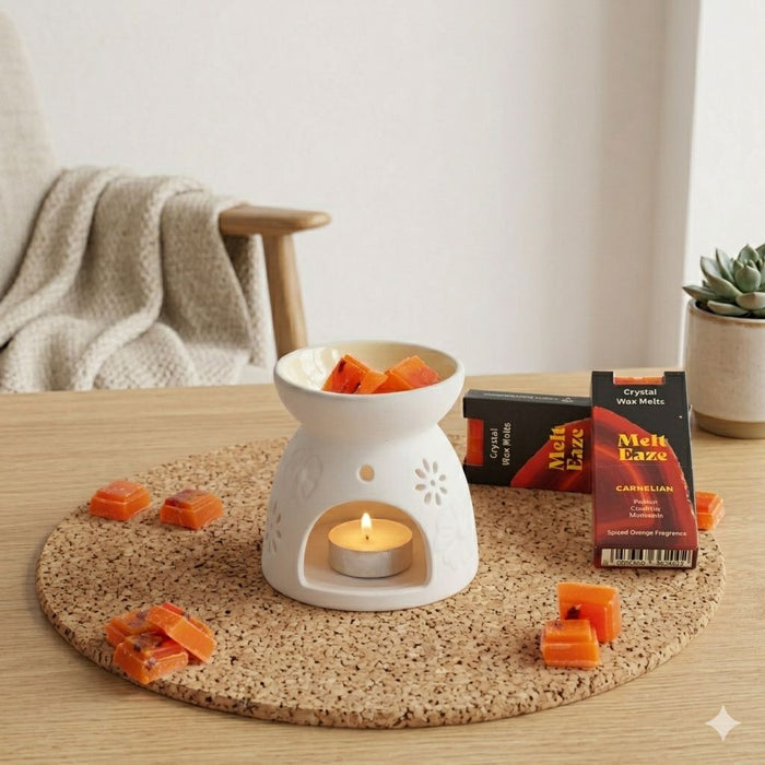 Wax melts spiced range with real Carnelian gemstone chips