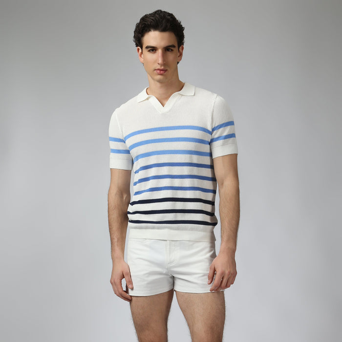 White Seabreeze Knit Polo - Parke & Ronen