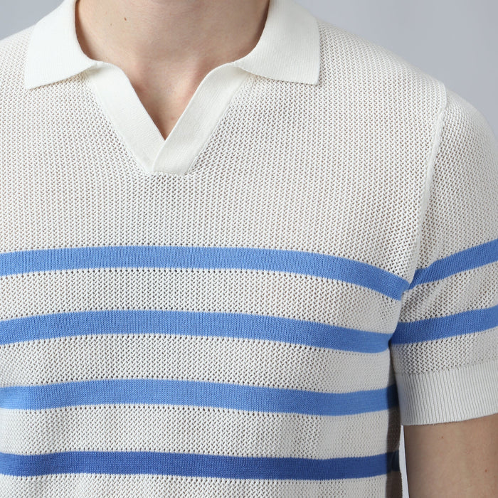 White Seabreeze Knit Polo - Parke & Ronen
