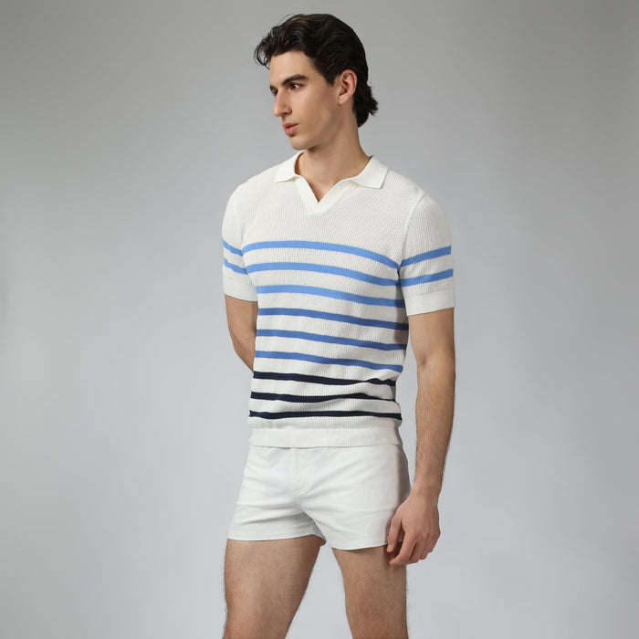 White Seabreeze Knit Polo - Parke & Ronen