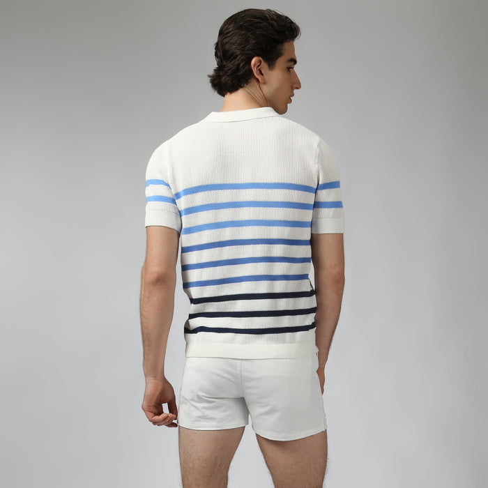 White Seabreeze Knit Polo - Parke & Ronen
