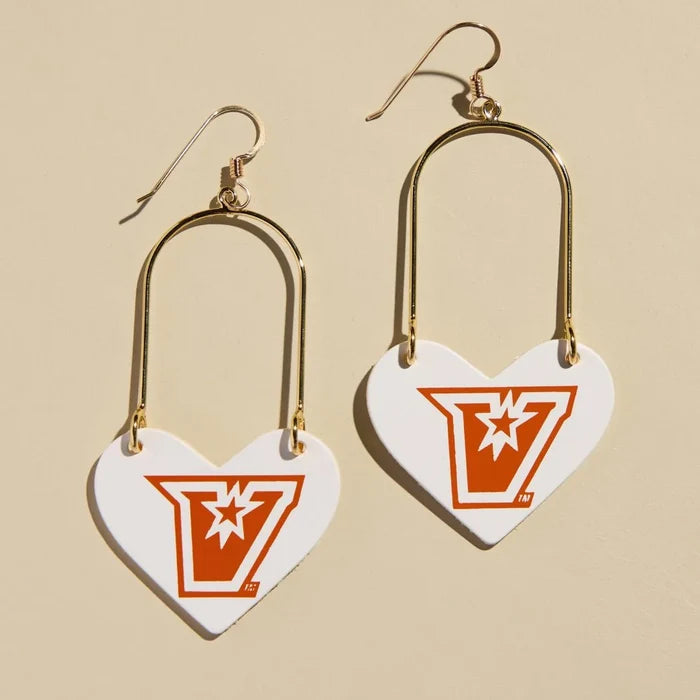White UTRGV Heartthrob Earrings