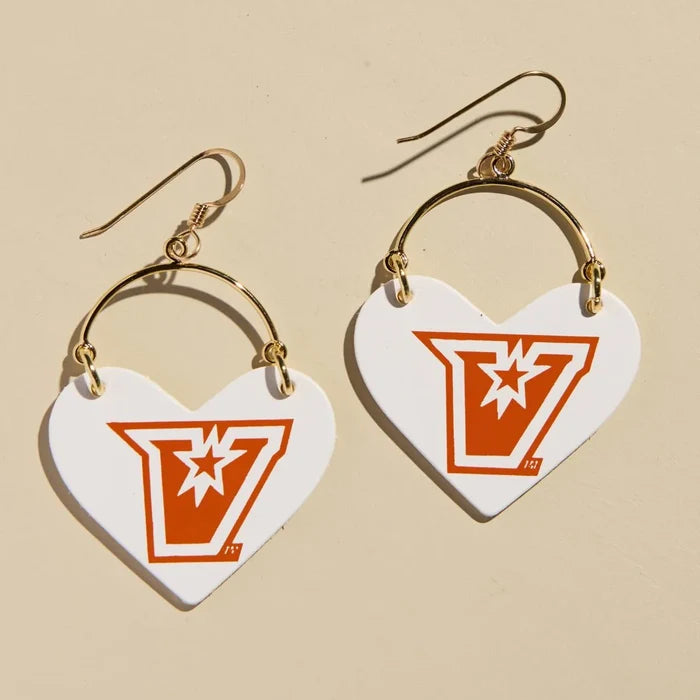 White UTRGV Lover Earrings