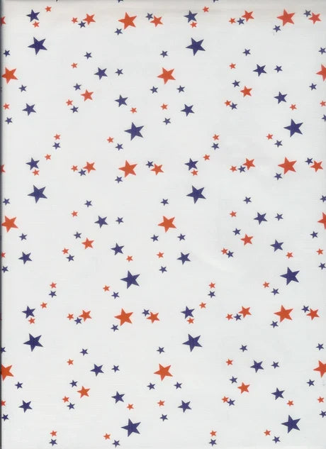 White with Red and Blue Stars Tablecloth 48x48