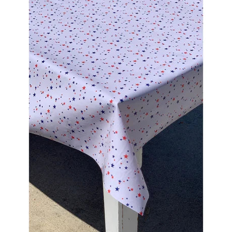 White with Red and Blue Stars Tablecloth 48x48