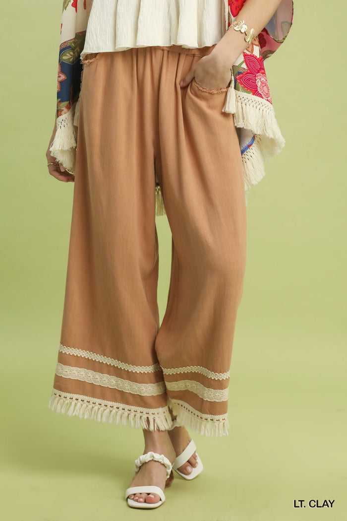 Wide leg Linen Blend Pants